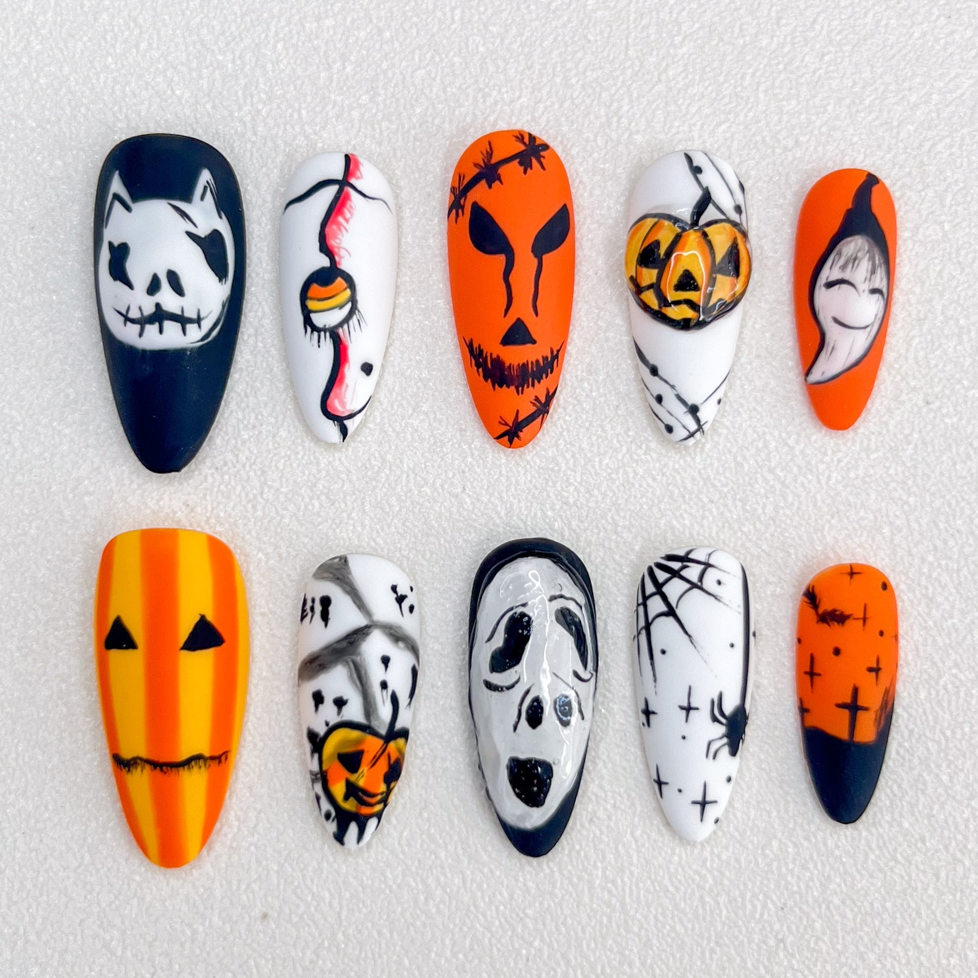 Pumpkin Grin - GO2NAIL LONG STILETTO PressOnNails