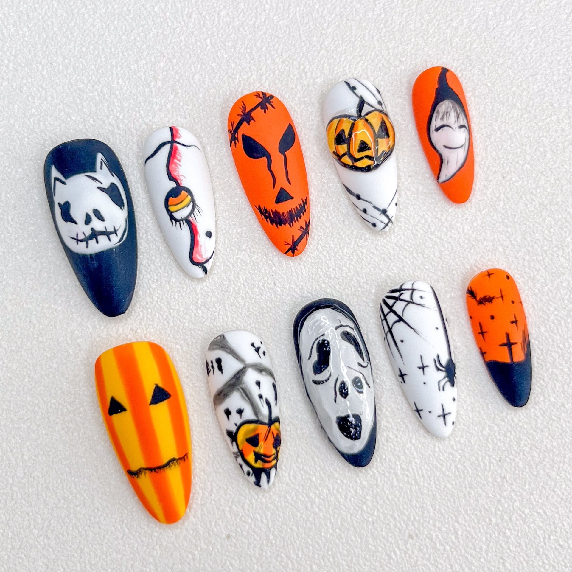 Pumpkin Grin - GO2NAIL LONG STILETTO PressOnNails