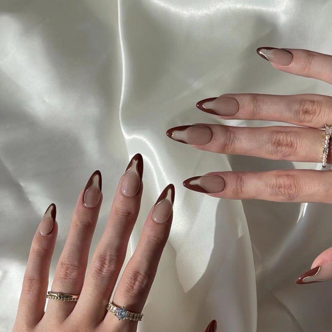 Bronze Flow - GO2NAIL  LONG ALMOND PressOnNails