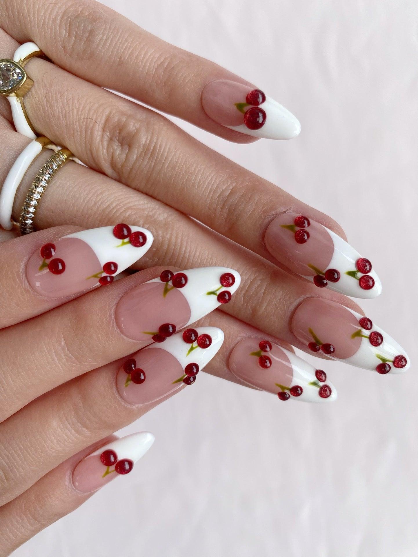 Cherry French - GO2NAIL  MEDIUM ALMOND PressOnNails
