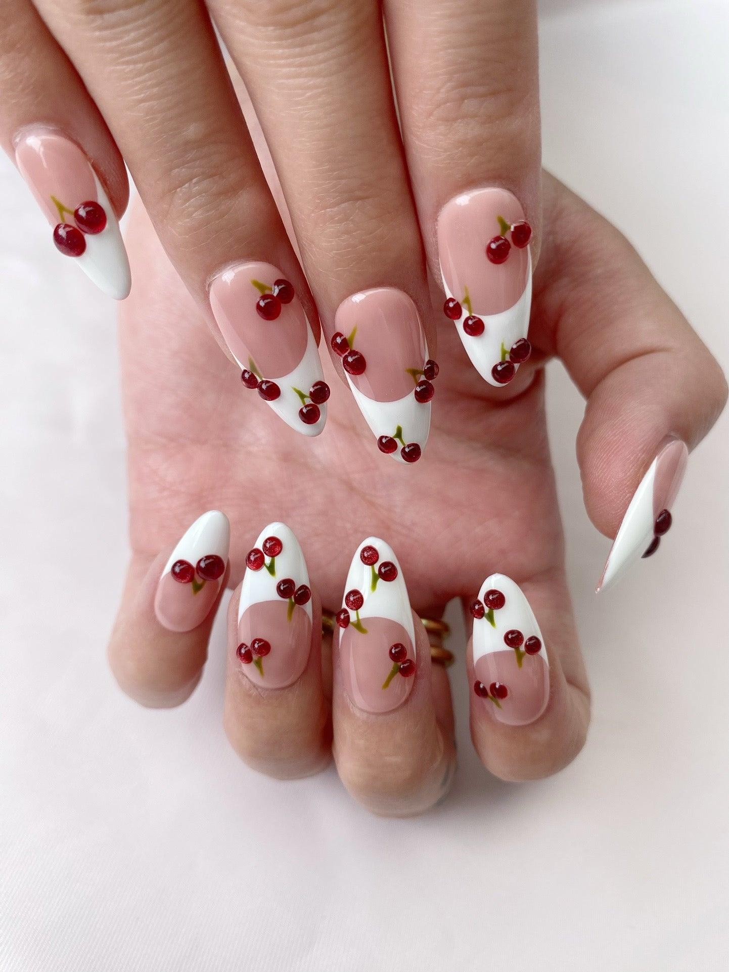 Cherry French - GO2NAIL  MEDIUM ALMOND PressOnNails