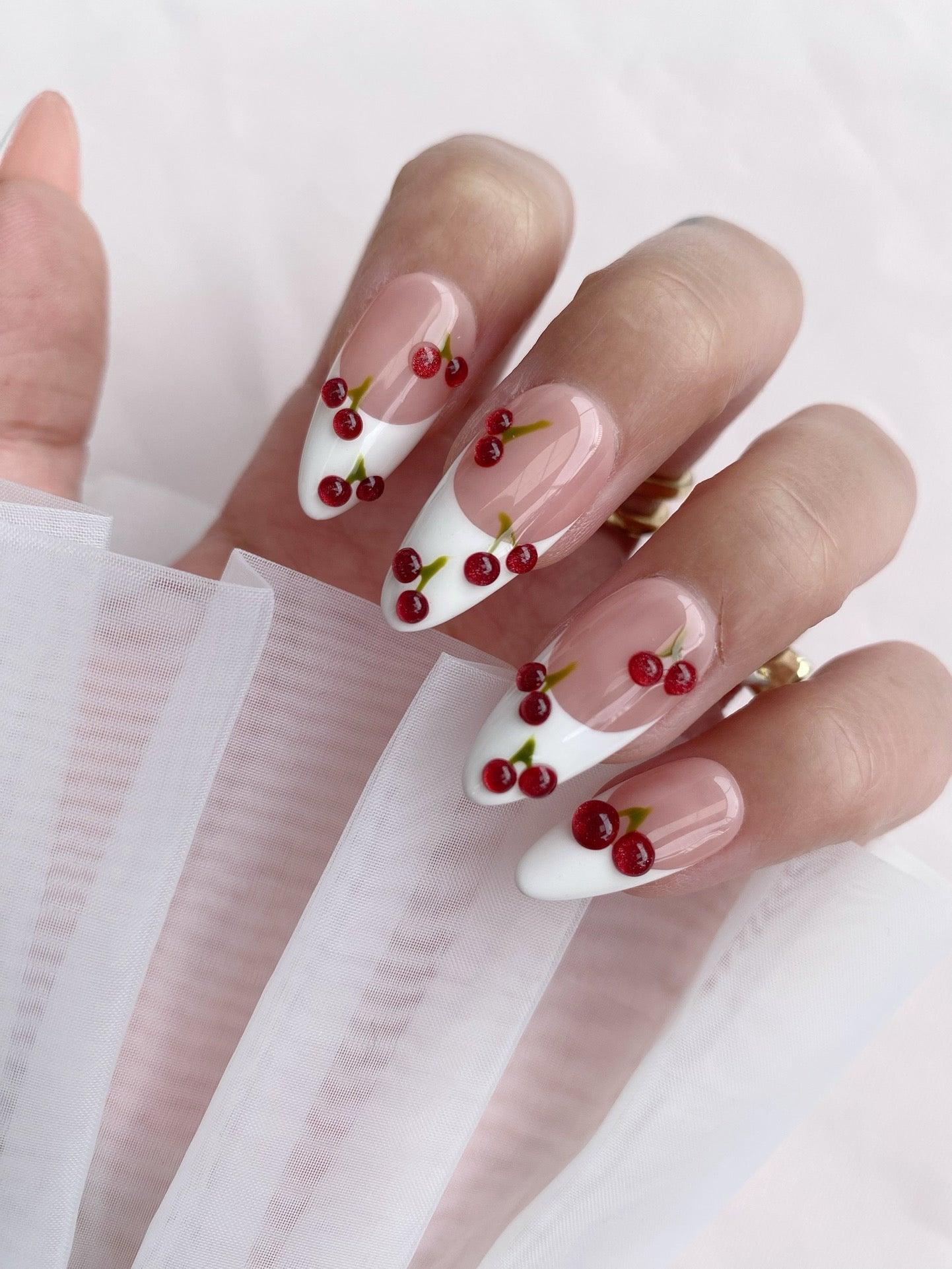 Cherry French - GO2NAIL  MEDIUM ALMOND PressOnNails
