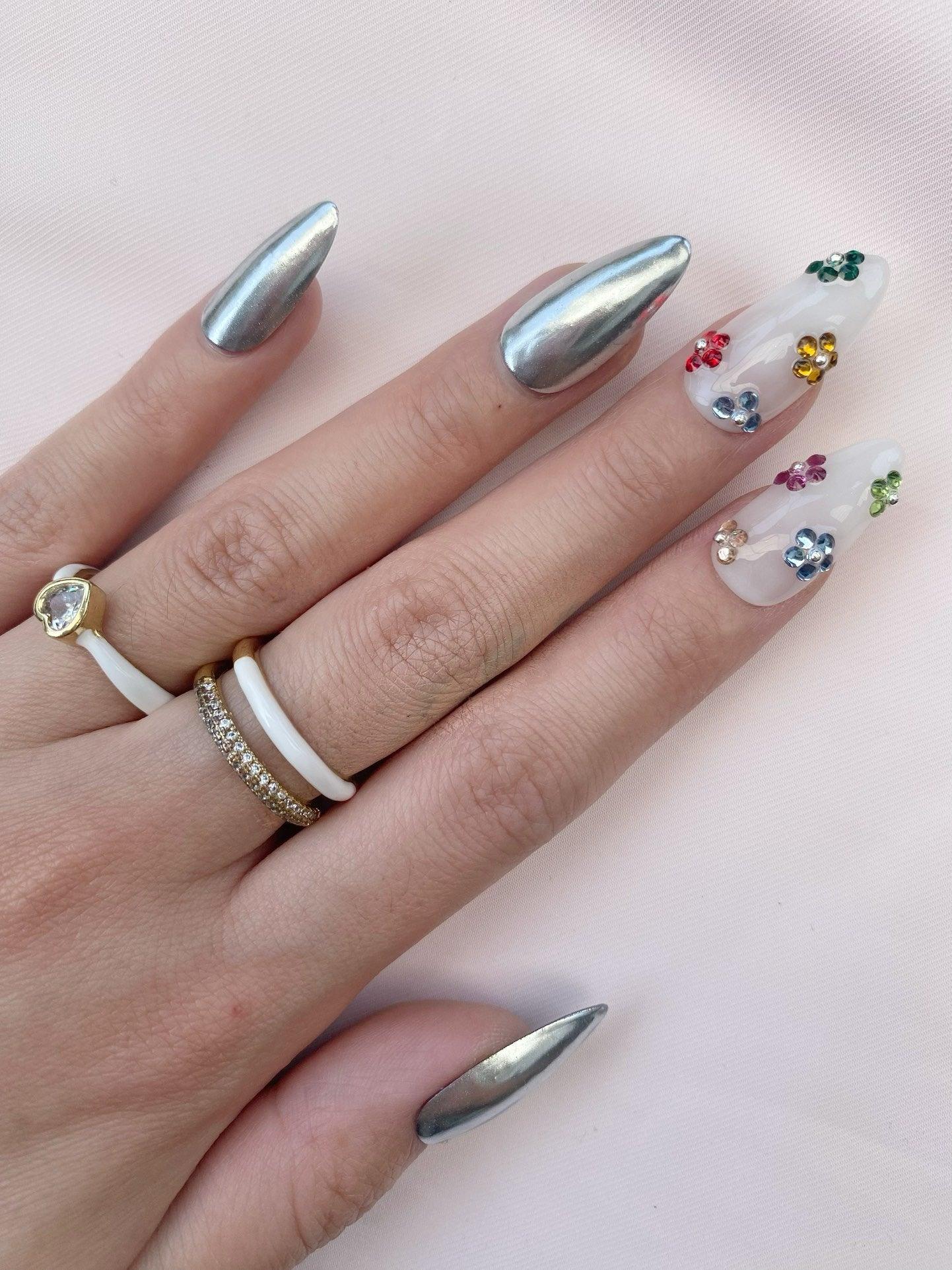 Crystal Bloom - GO2NAIL  LONG STILETTO PressOnNails