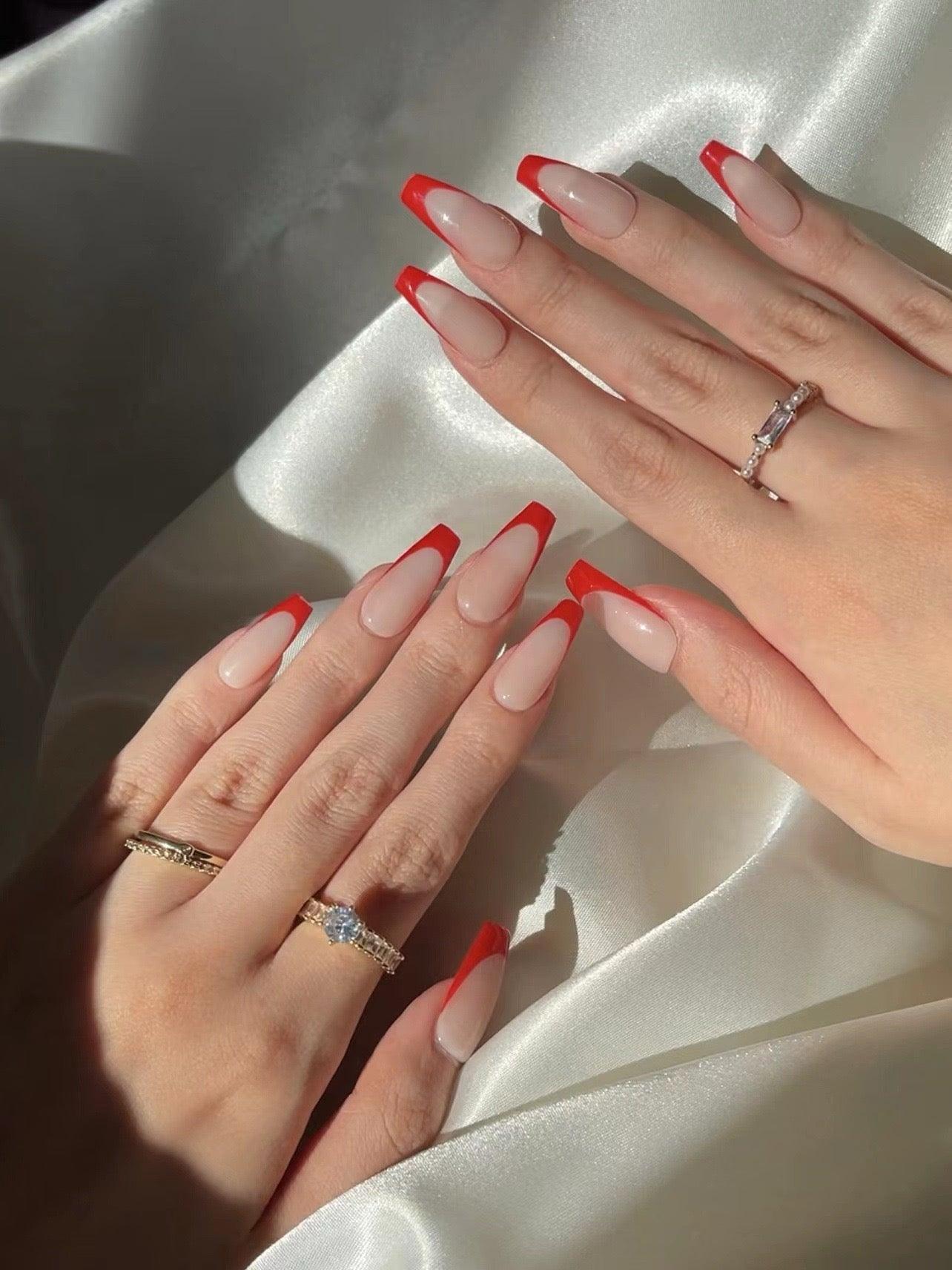 Fiery Kiss - GO2NAIL  LONG COFFIN PressOnNails