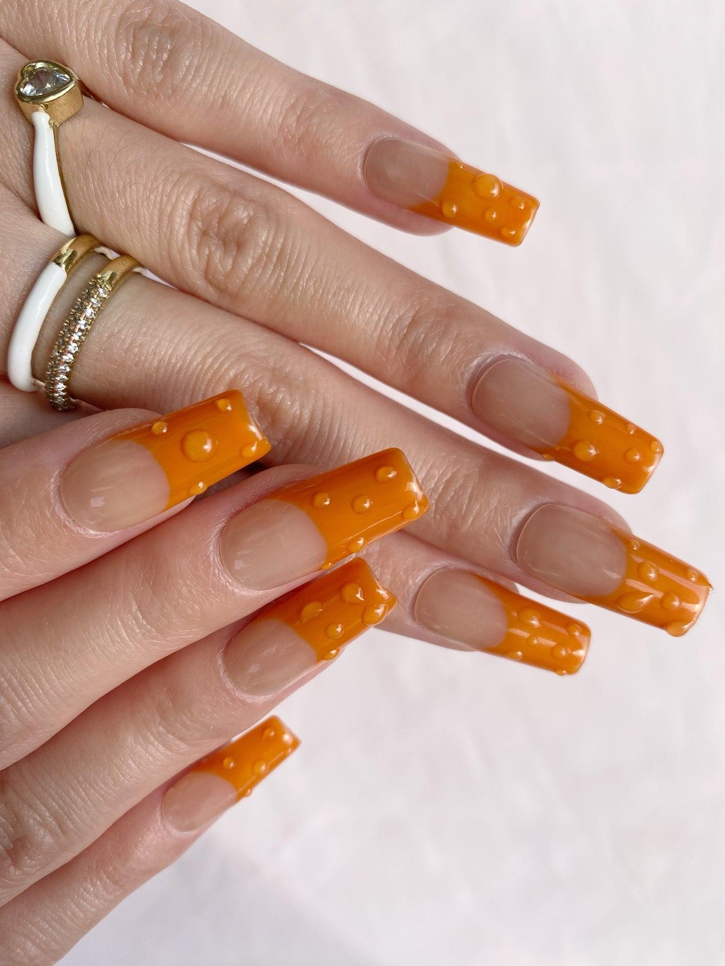 Orange Rhythm - GO2NAIL  LONG SQUARE PressOnNails