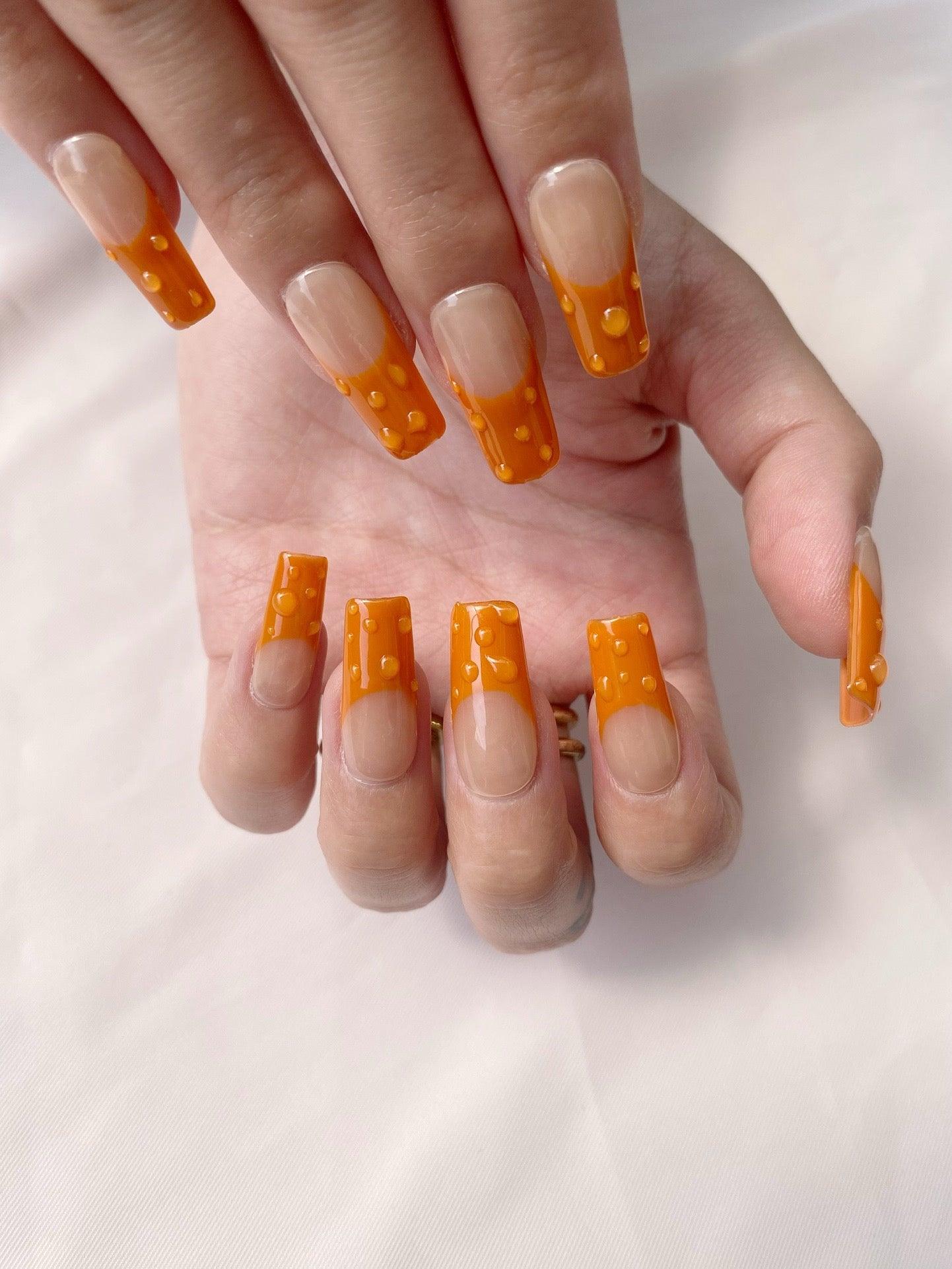 Orange Rhythm - GO2NAIL  LONG SQUARE PressOnNails