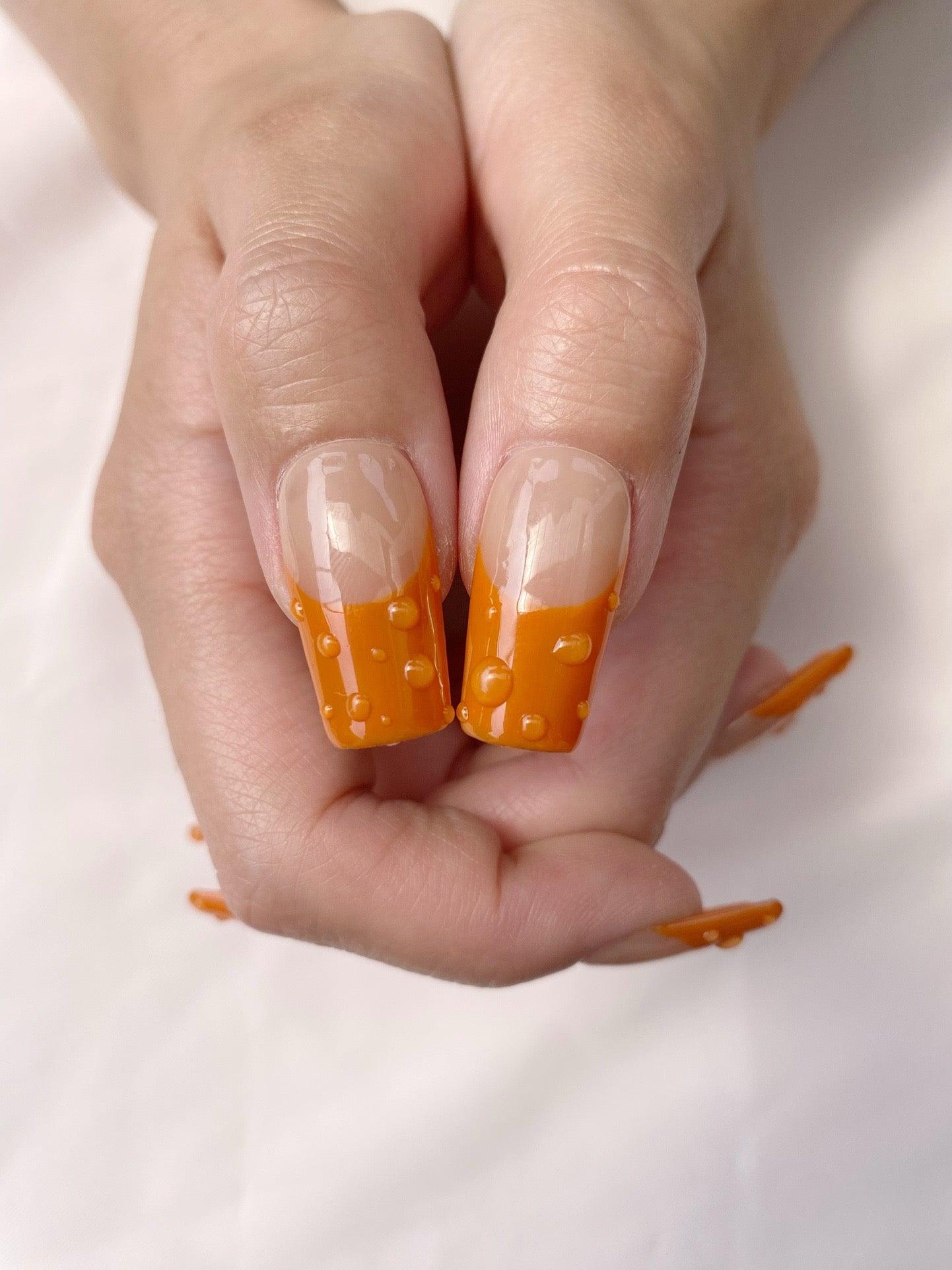 Orange Rhythm - GO2NAIL  LONG SQUARE PressOnNails